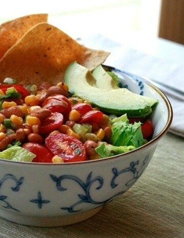 bean, corn and tortilla salad