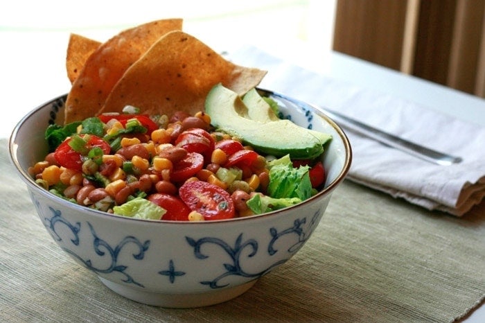bean, corn and tortilla salad