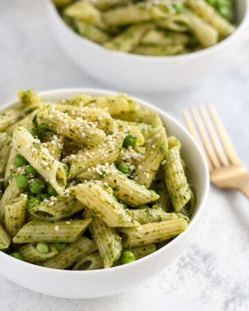 penne with pesto