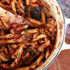 Eggplant, Caramelized Onion and Tomato Pasta-image