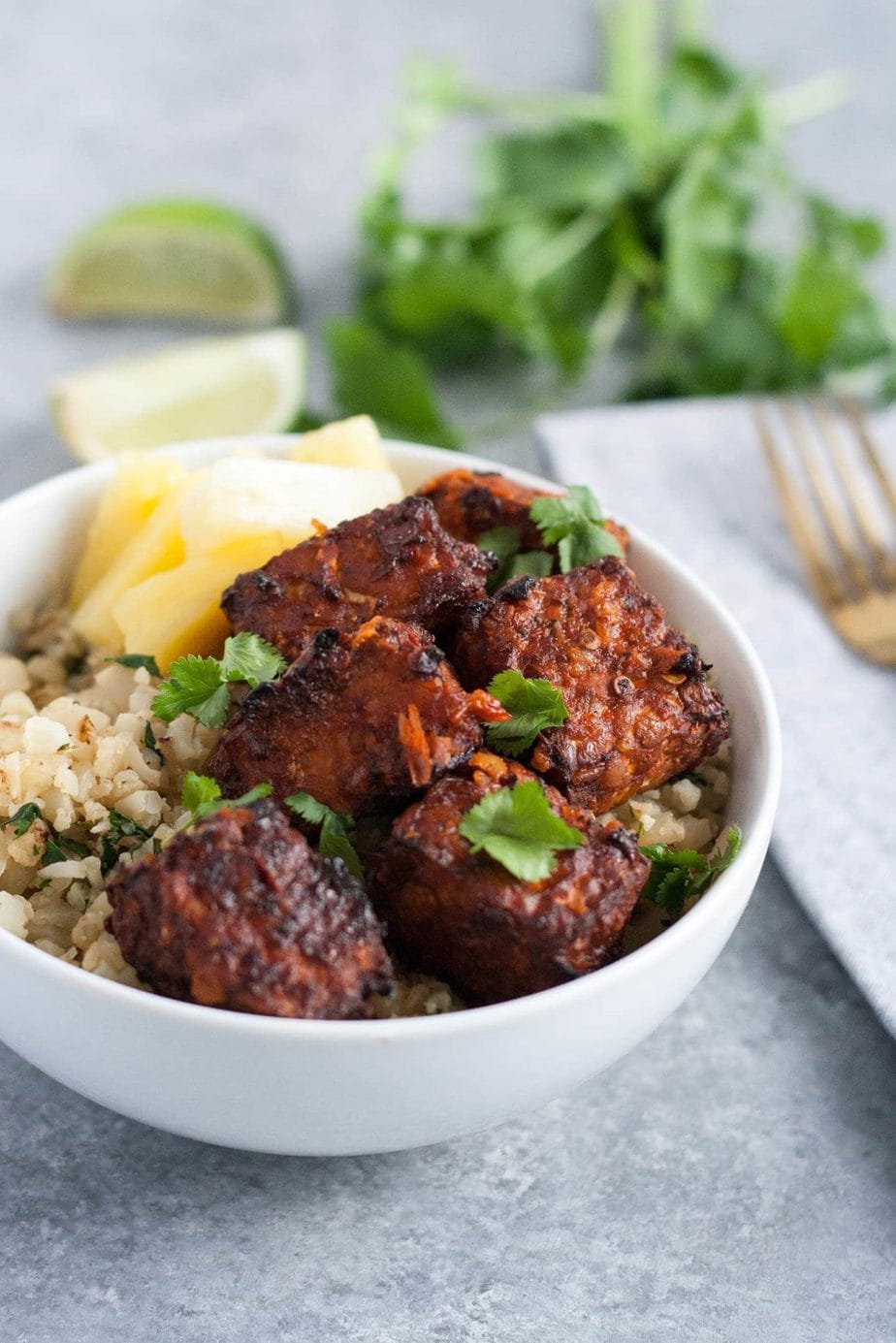 Al Pastor Tempeh with Cilantro Lime Cauliflower Rice Recipe Well Vegan