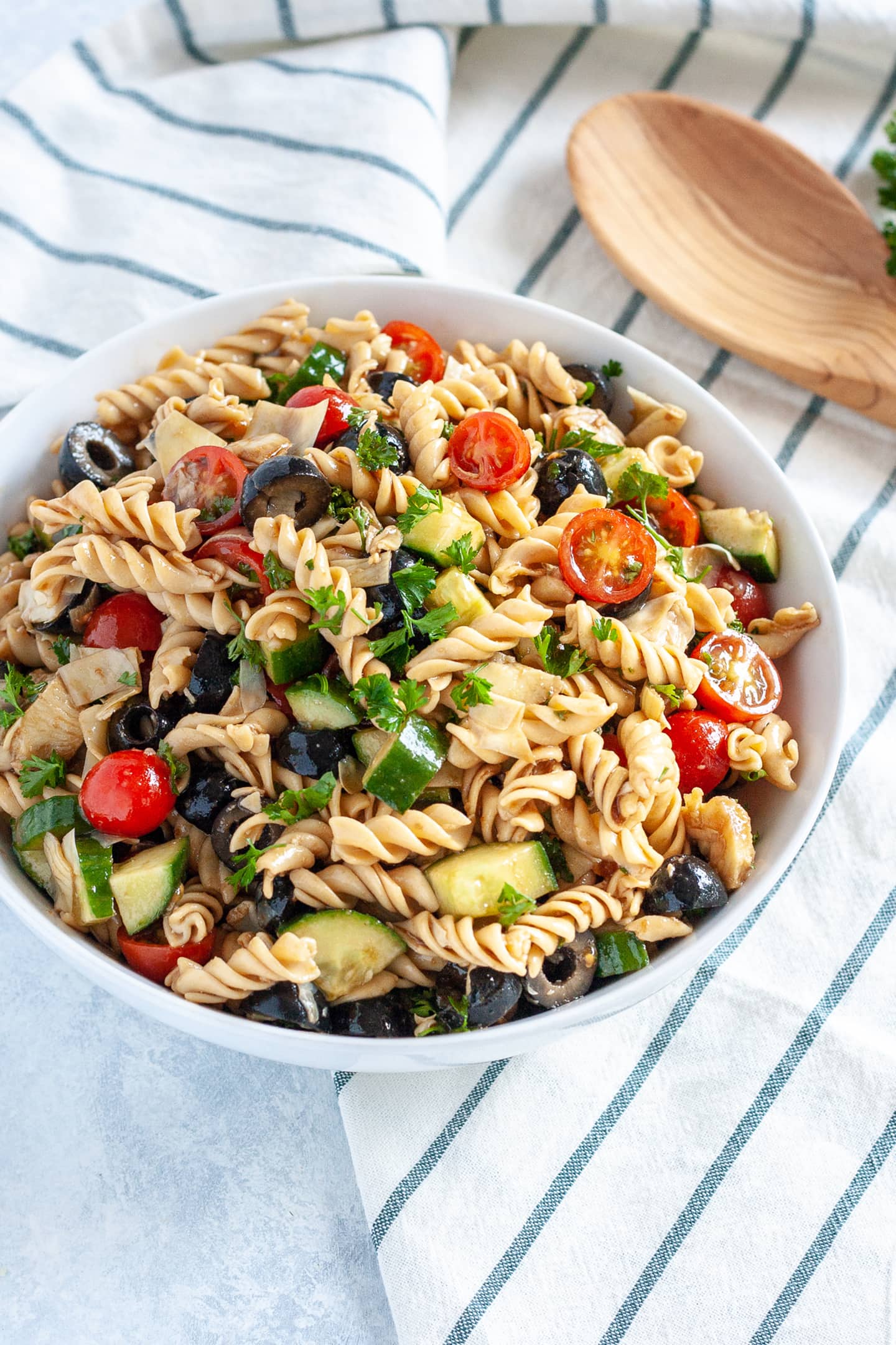 Olive and Artichoke Pasta Salad Recipe - Well Vegan