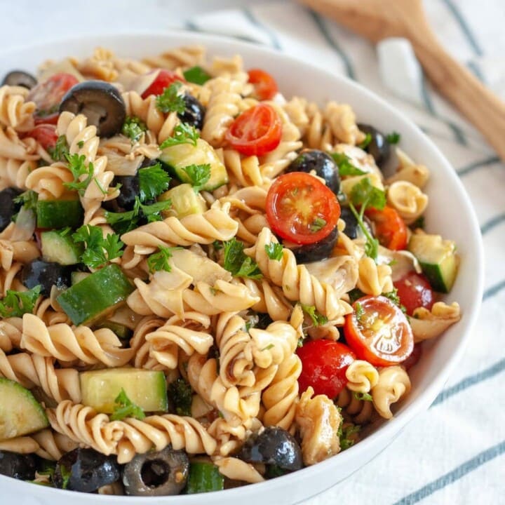 Olive and Artichoke Pasta Salad Recipe - Well Vegan