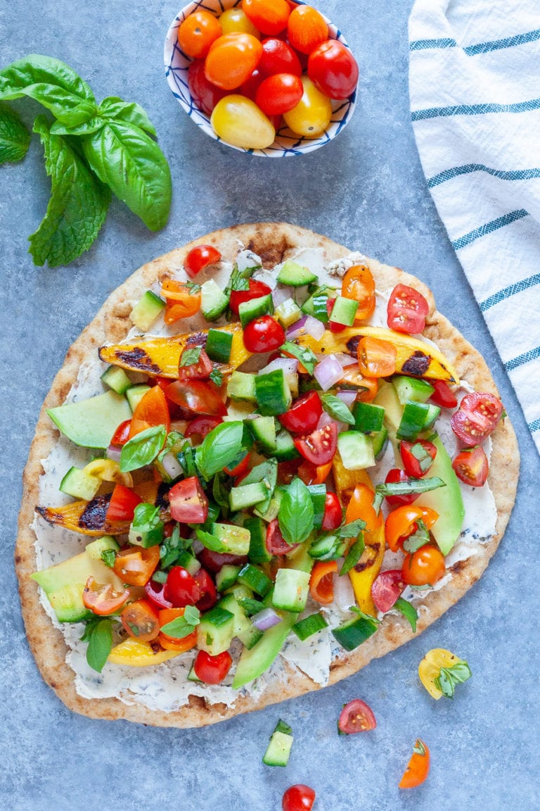 grilled mango and avocado flatbread