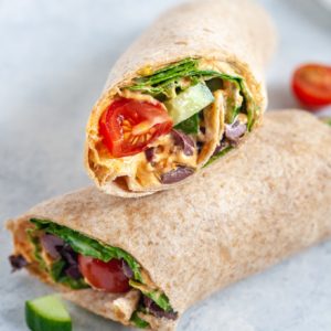 vegan greek salad wrap