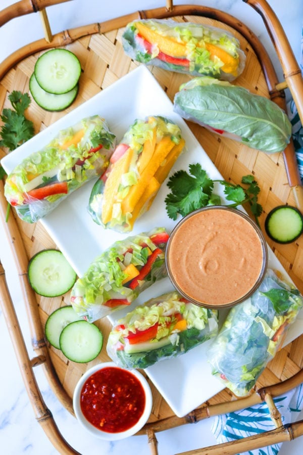 Spicy Mango Spring Rolls with Peanut Ginger Sauce Recipe Well Vegan