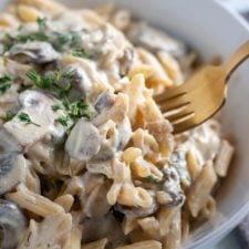 Creamy Tofu Garlic Mushroom Pasta-image
