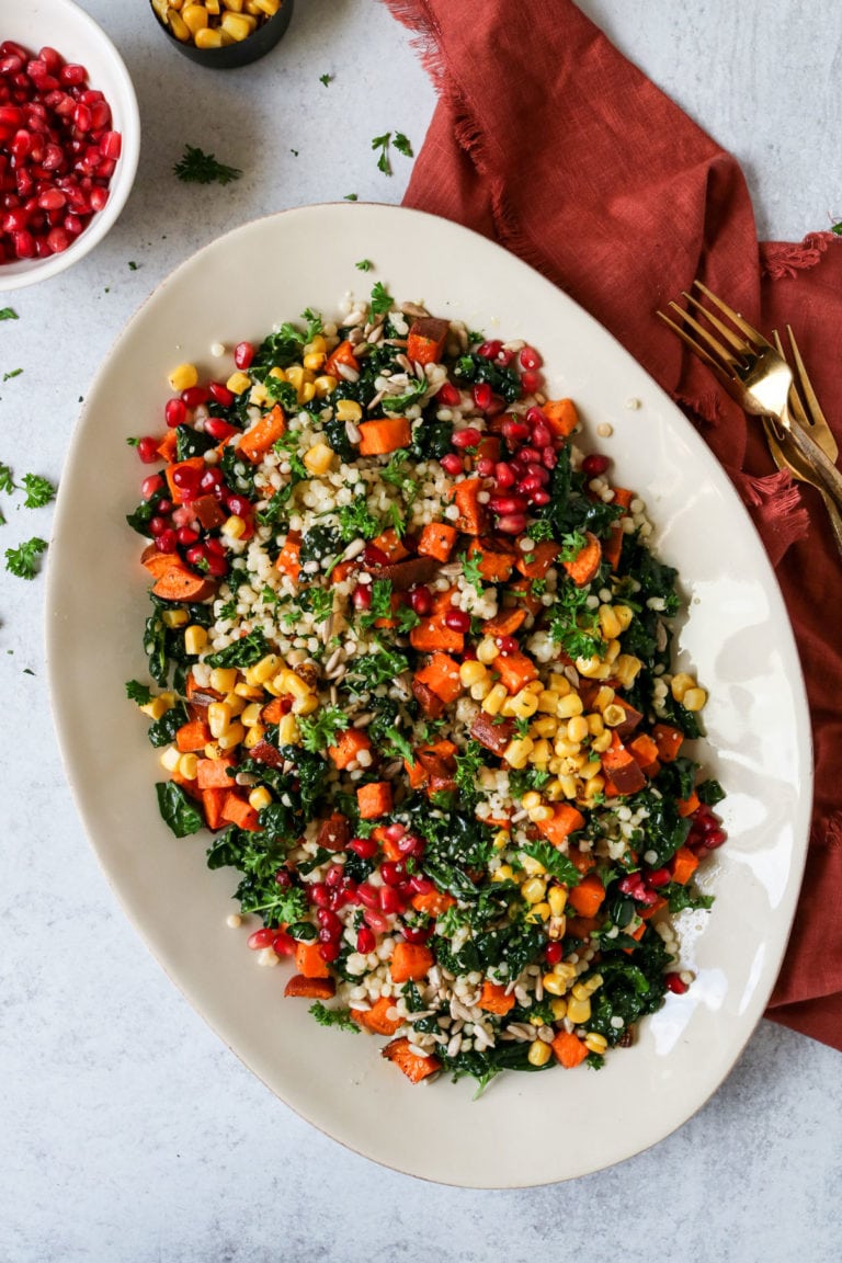 Couscous Salad with Kale, Sweet Potato and Pomegranate