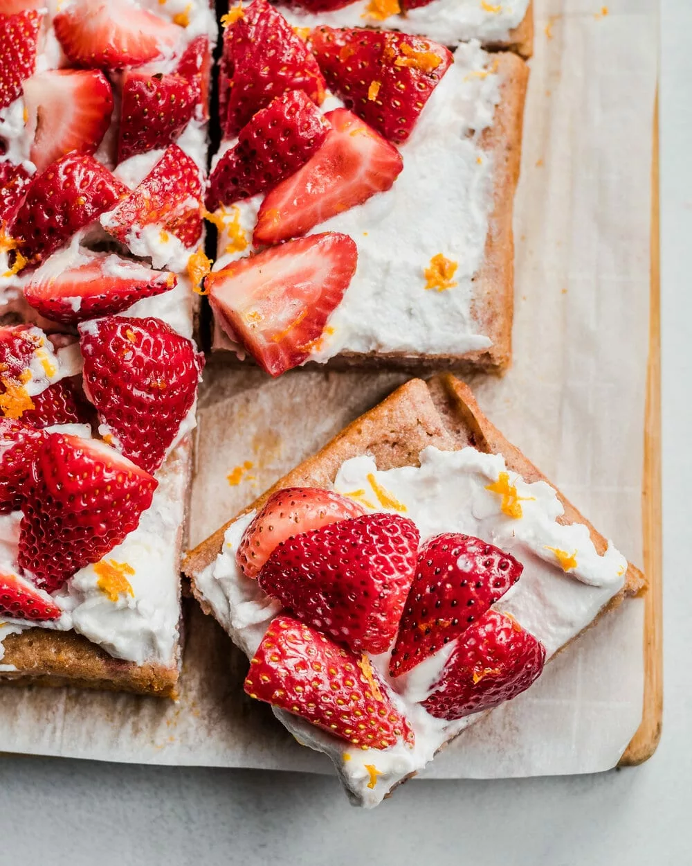 Vegan Strawberries and Cream Sheet Cake from Rainbow Plant Life - Vegan Strawberry Dessert Recipes