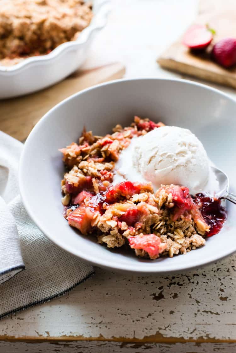 Strawberry Rhubarb Crisp from Kitchen Confidante - Vegan Strawberry Dessert Recipes