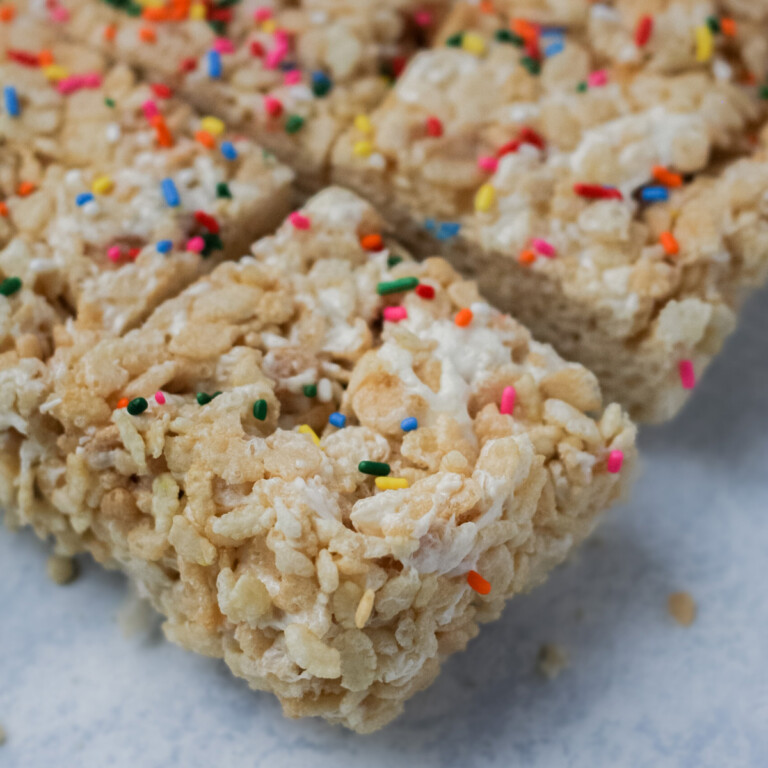 The Best Vegan Rice Crispy Treats with sprinkles. 