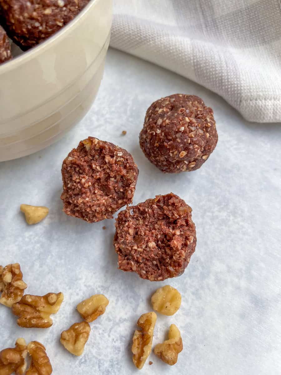 raw cacao energy balls.