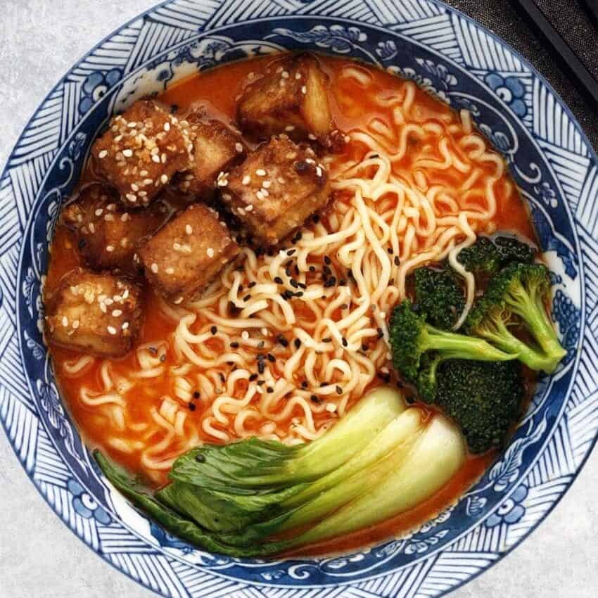 Curry Ramen with Crispy Baked Tofu