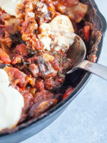 skillet lasagna with easy homemade mozzarella