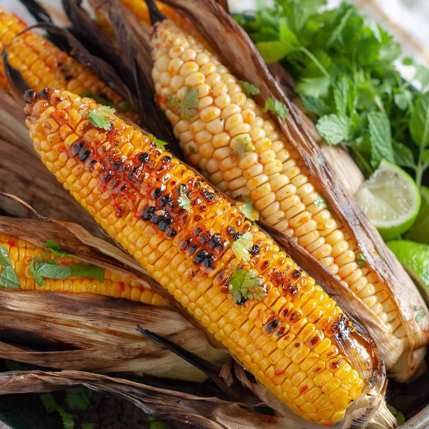 spicy harissa grilled corn