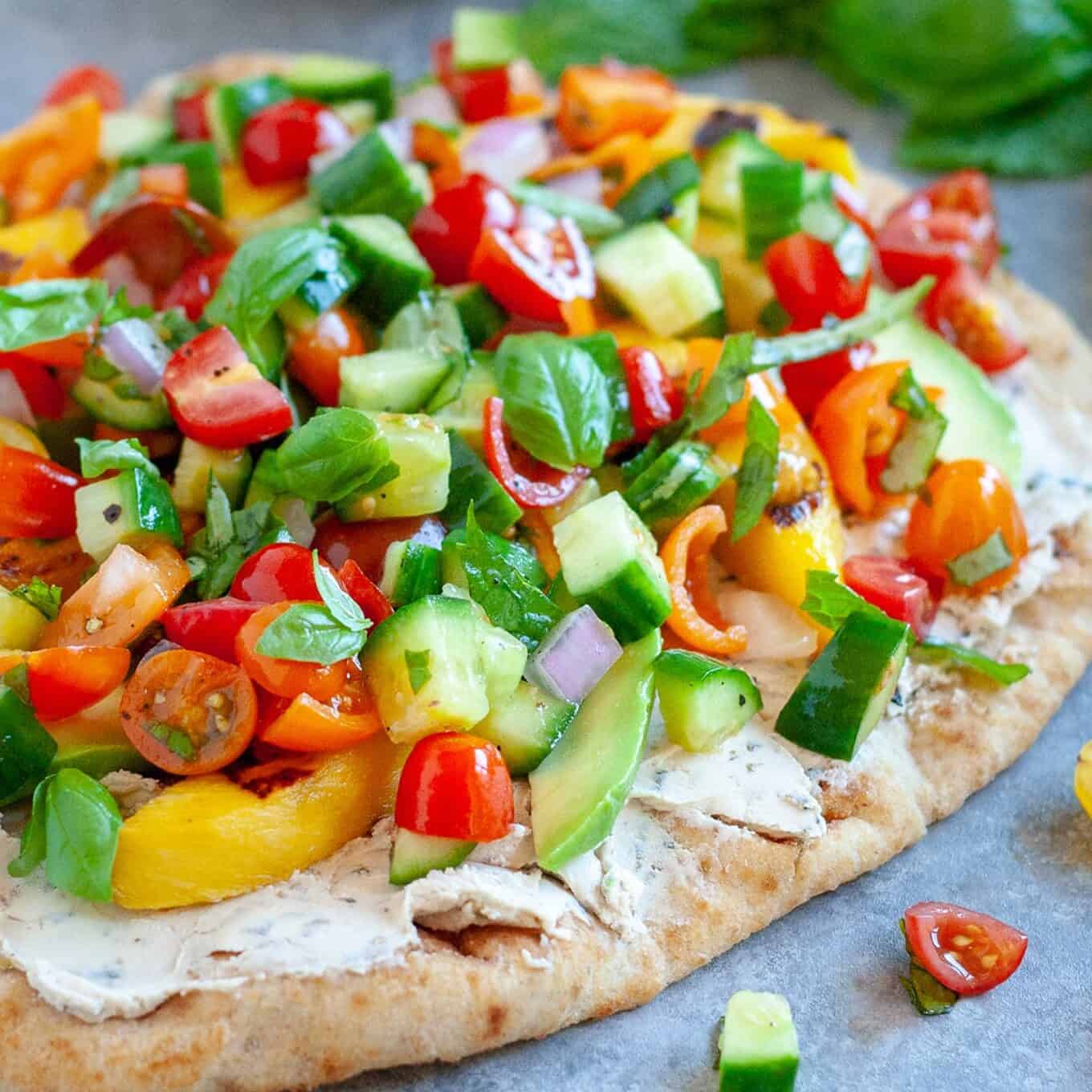 grilled mango and avocado flatbread